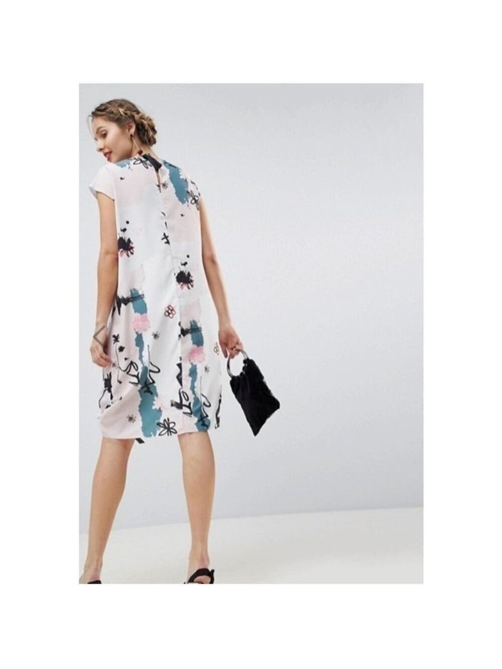 ASOS Abstract Side Ruched Ribbon Tie Dress - Picture 16 of 16